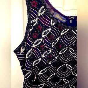 Vintage LUISA SPAGNOLI silk beaded embroidered black floral prom party rare USL